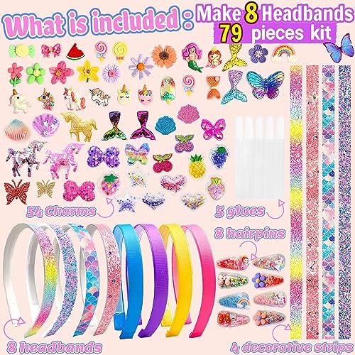 Chennyfun Arts and Crafts Making Kit for Kids, Fashion Girls Headbands Toys for Age 6+, Hair Accessories Craft for Kids Age 6-12, Jewellery Making Kit Birthday Gift for Girls Kids - Image 4