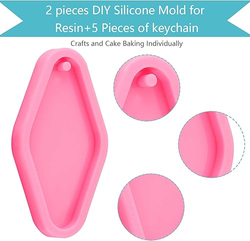 Miniatura 3 de 2 moldes de silicona de diamante para llavero de silicona para hornear, moldes de fondant para llavero, molde de arcilla y 5 llaveros para