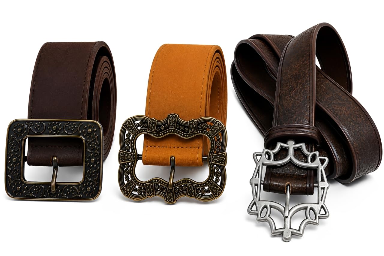thecostumebase Jack Sparrow Sun + Flower + Baldric Sword Pirate Belt Set di 3 cinture in vita