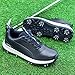 VEACAM Mens Golf Shoes Waterproof Golf Trainers Fashion Golfing Fitness Sneakers Casual Outdoor Spiked Walking Shoes,Dark Blue,11.5