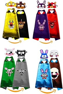 4 Sets Five Nights at Freddys Costumes 2-Side Cosplay Capes and Masks for Kids Party - Birthday DIY Dress Up