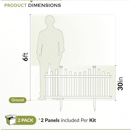 Vista 6 de Zippity Outdoor Products ZP19001 Madison - Valla de vinilo con estaca, no requiere excavación, color blanco 30 x 56.5 pulgadas (1 caja, 2 paneles)