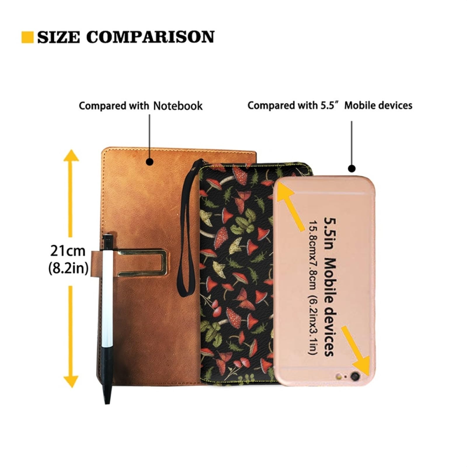 Portafoglio Donna Portamonete Porta Carte di Credito Donna Uomo Wallet | Portafogli con Zip e Cinturino da Polso Leggero Durabile Portatile,Impermeabile Cuoio,Piante Rosse Nere 11x20cm/2 Unità