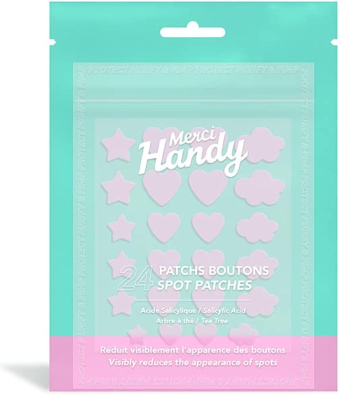 Merci Handy – Patchs Boutons – Traitement Naturel Anti-Boutons et Acné – 24 Patchs – Acide Salicylique et Huile Essentielle d&rsquo;Arbre à Thé