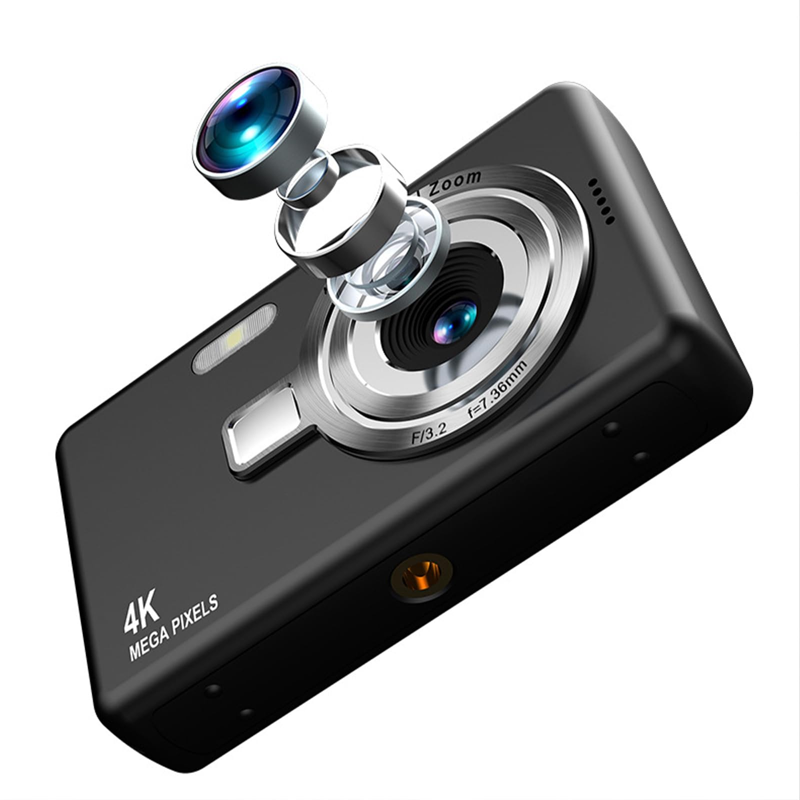 Fotocamera Digitale 4K 96MP 1080P Compatta Portabile, Fotocamera 2.4 Pollici con Zoom Digitale 16X, Autofocus, Anti-Shake, Fotocamera per Vlogging per Bambini, Regalo di Compleanno per Ragazzi e