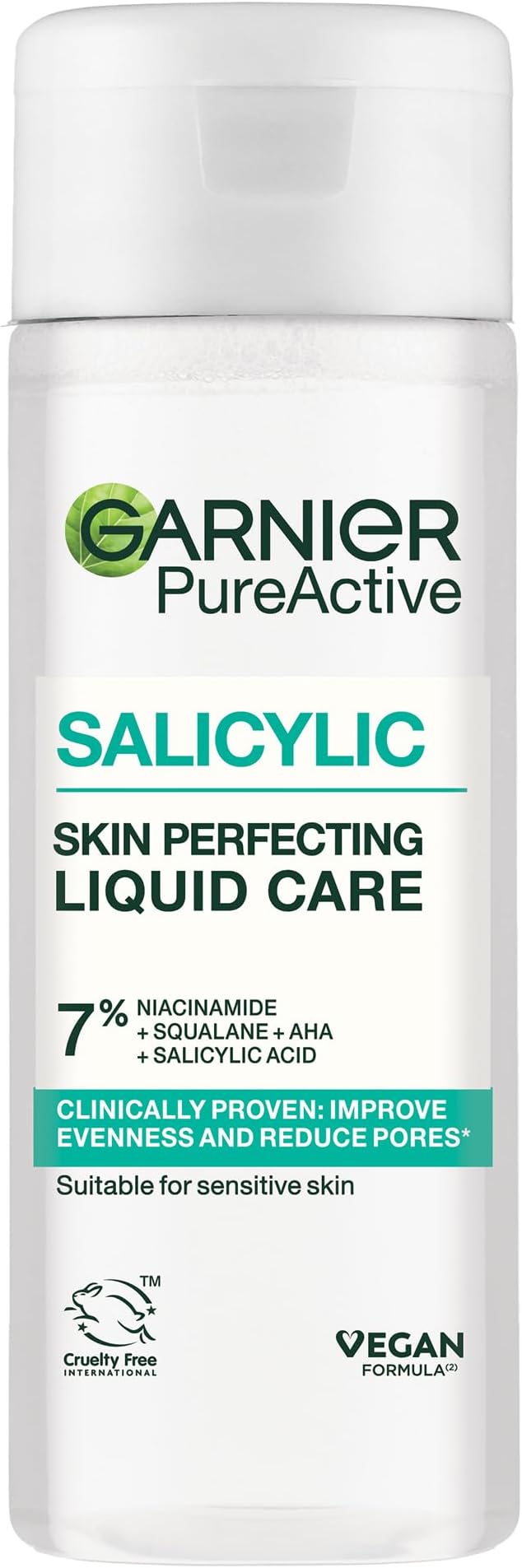 Garnier Salicylic Acid Skin Perfecting Liquid Care Toner, 7% Niacinamide & Squalane, AHA, Reduces Pores & Blemishes, Smooths & Evens Skin, Vegan & Cruelty-Free, 120ml
