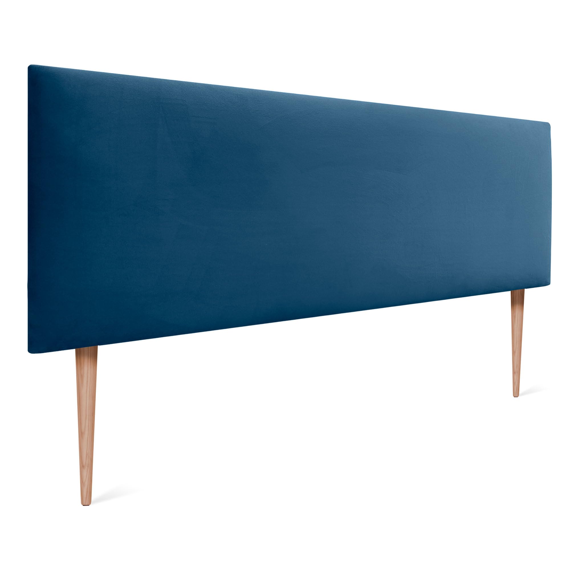 DHOME Testiera in Velluto Liscio con gambe di Alta Gamma Moderna Testiera Imbottita Letto di Lusso Camera da Letto Imbottita (Blu, 160cm)