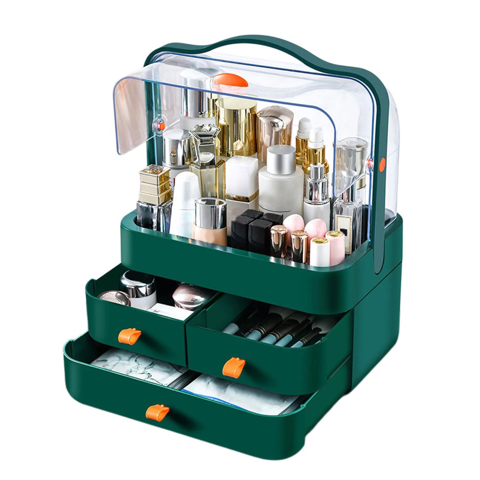 Kalttoy Sturdy PVC Cosmetic Storage Box with Clear Drawers Portable Accesory for Quick Access and Durability Home Organization Cosmetic Organizers