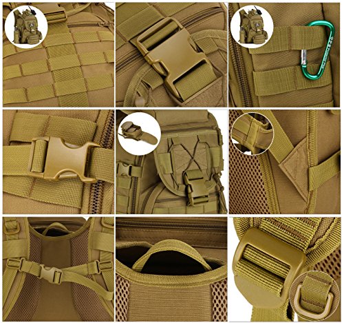Huntvp® 40L Military Backpack Tactical Hiking Backpack Waterproof Trekking Backpack MOLLE Tactical Sports Backpack Daypack Battle Backpack 14 Inch Laptop Bag for Outdoor Hiking - Image 7