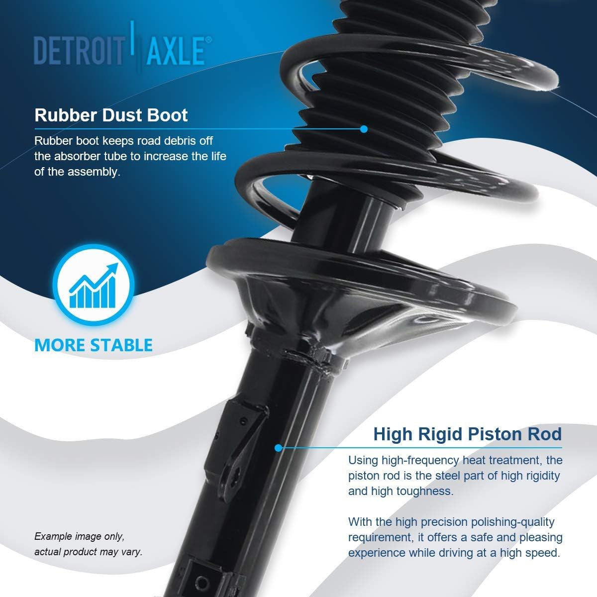 Detroit Axle - Rear Left Strut for Hyundai Elantra 2000-2006 Driver Side Ready Strut w/Coil Spring Assembly 2001 2002 2003 2004 2005 Replacement Suspension