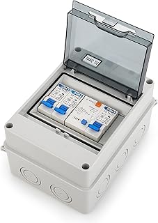 YORKING 2 Way Garage Consumer Unit IP65 Weatherproof Circuit Breaker Consumer Unit Enclosure C16 30mA RCD MCB Fuse Box for Workshops Garage