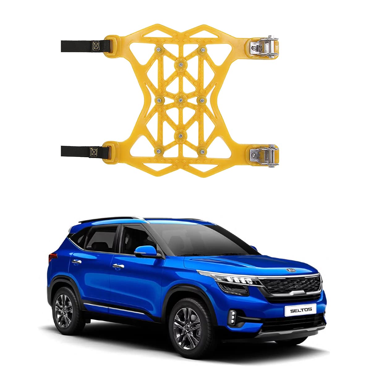 Oshotto Snow Chain Set for Tyre Anti Skid durable in Rough Terran/Mountain Compatible with KIA Seltos Tires (Width 165-285mm/6.5-11.2'')(6 Pcs set)