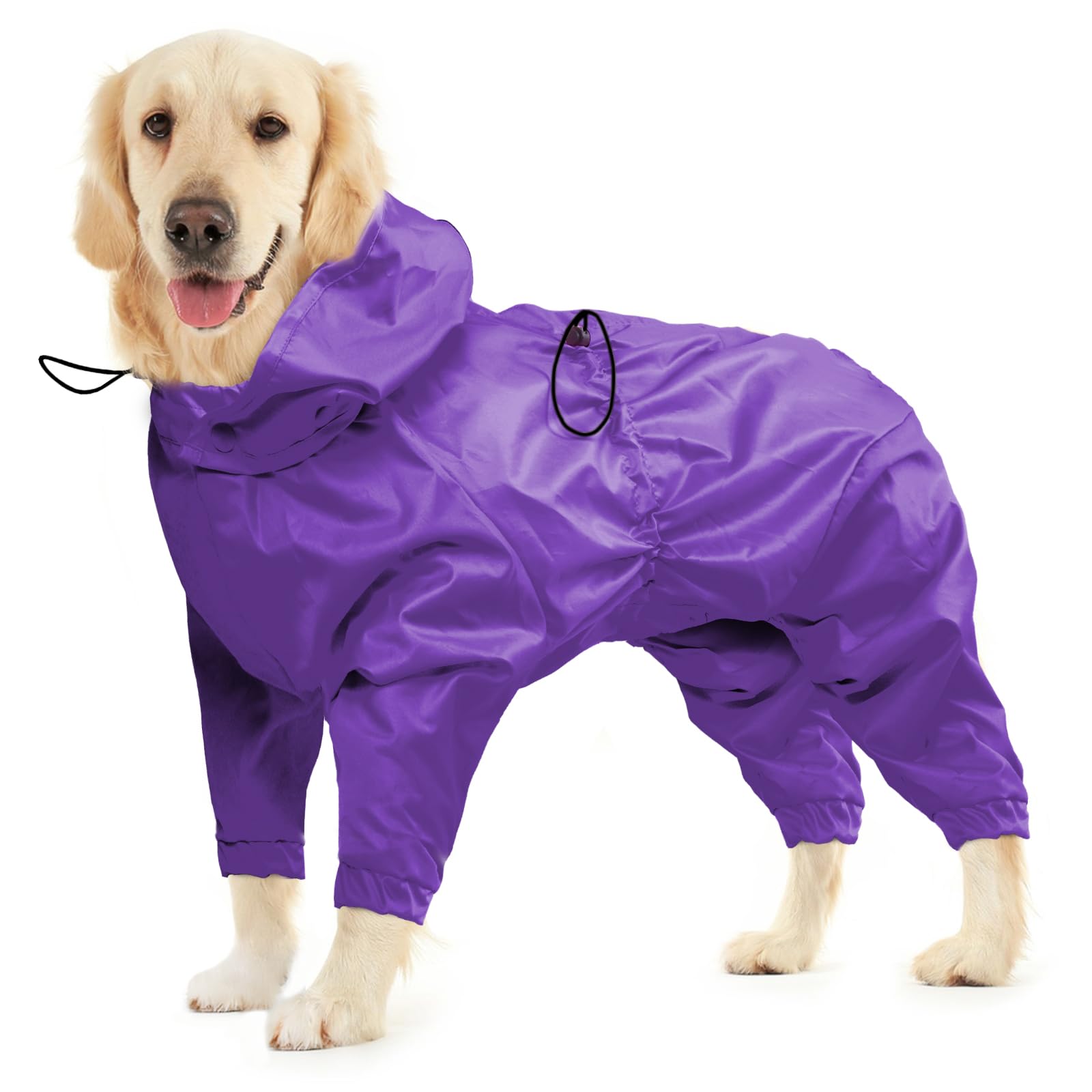 BRKURLEG Dog Raincoat Reflective Pet Poncho for Medium Dogs Boy Girl, Pet Waterproof Rainproof Jacket with Leash Hole, 4 Legs Dog Rain Jacket,