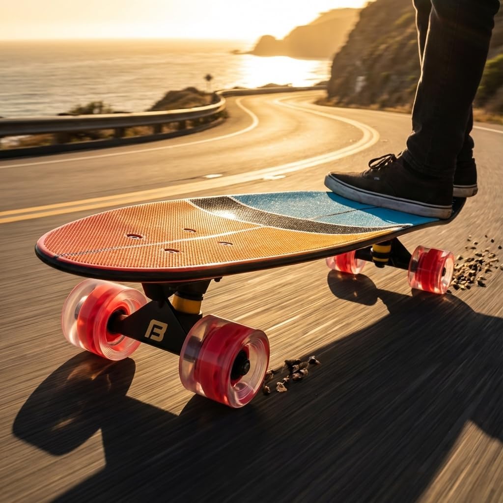 Kids Skateboard 27 Inch Complete Flowboard Skate Board W/Trucks and Light Up Wheels - Custom Scratch Free Graphics Great for Kids, Boys, Girls, Youth and Beginners 27” X 6.25”