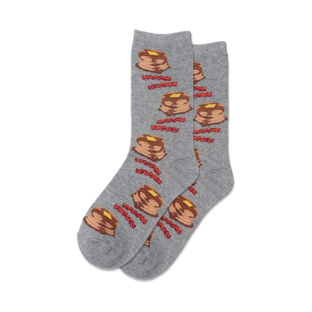 Chaussettes crêpes et bacons Hotsox idée cadeau originale taille Medium gris - 2