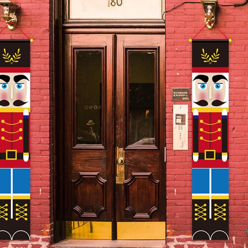 Ciieeo Décoration De Noël Casse-Noisette 180X12 Pouces Panneau Suspendu pour Porte D'Entrée Ambiance Festive pour Maison Restaurant Hôtel
