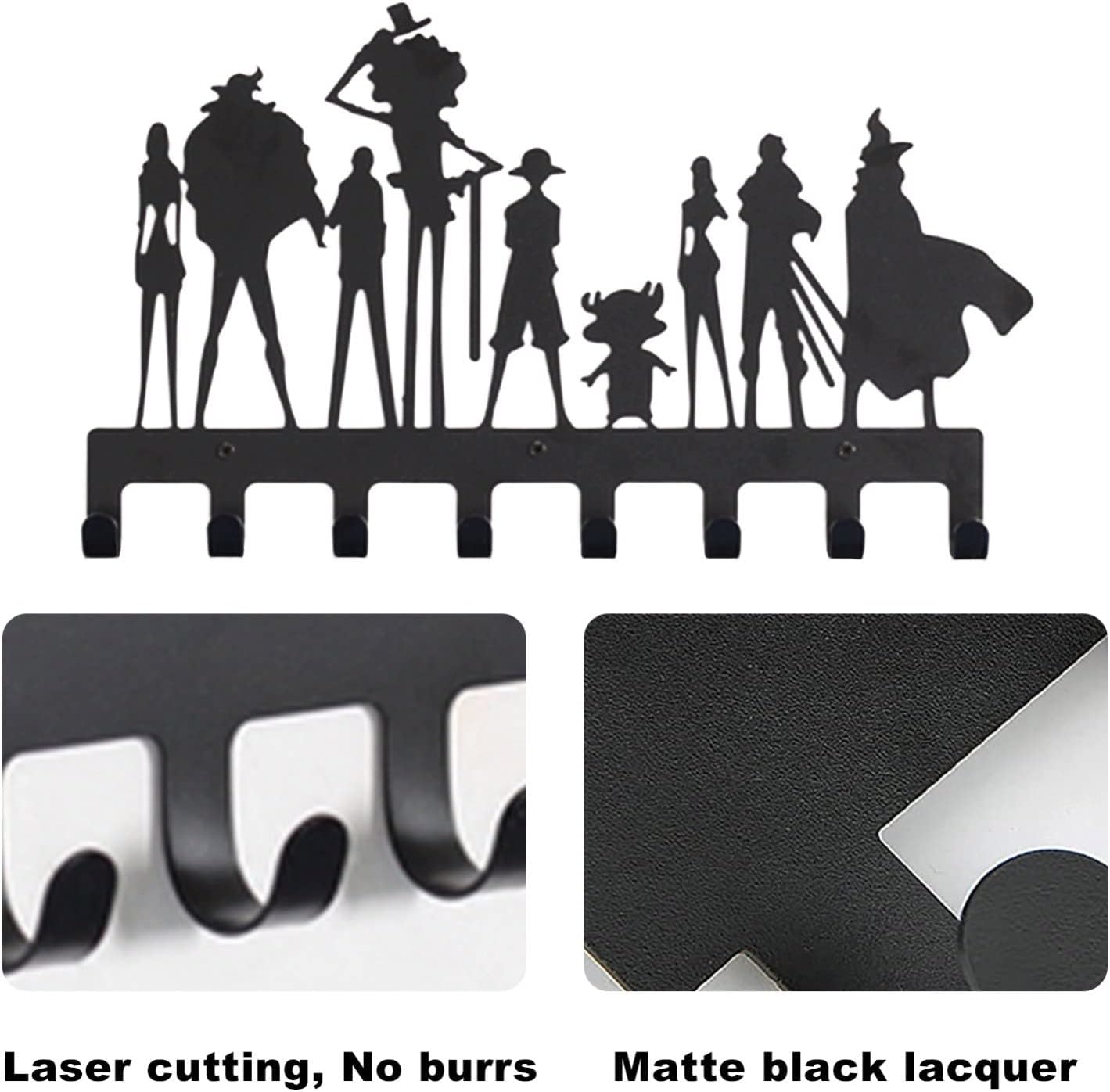 Metal Wall Key Holder, 8 Hooks Organizer Rack Hanger, Personalized Wall Hanger for Keys, Hat, Towels, Leash, Jewelry, 15.7x9.4inch