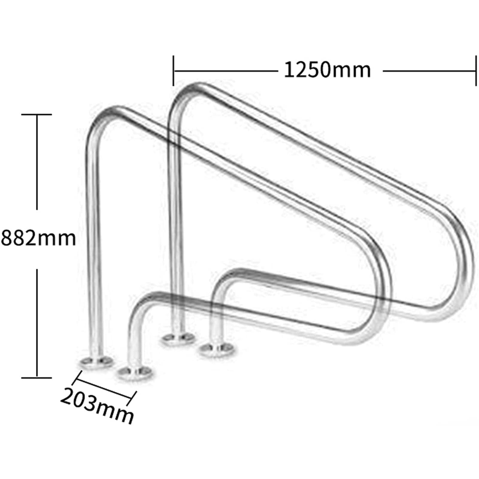 Pasamanos para Piscinas en el Suelo, Pasamanos de Seguridad para Piscinas con Base de Montaje Rápido, Material Inoxidable/Sliver/47X31In/121X88Cm