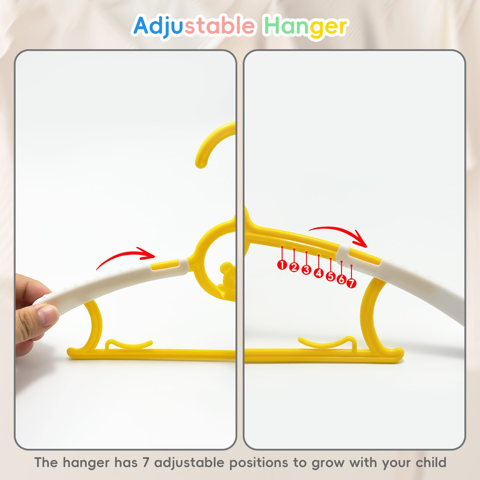 Grucce per bambini regolabili antiscivolo 28cm-36cm appendino in plastica a forma di orsetto salvaspazio 5 colori
