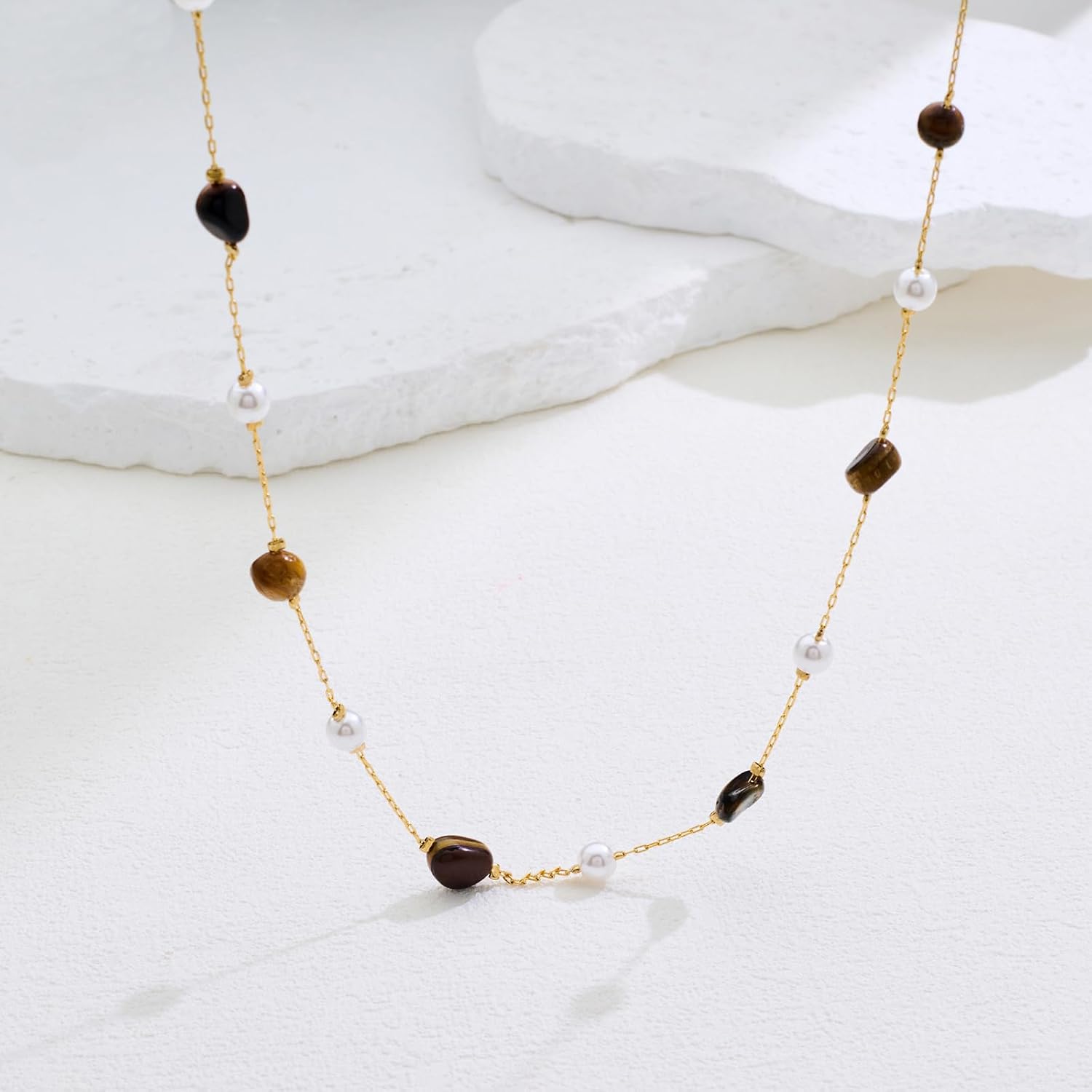 GZQ Gold Pearl Long Necklaces for Women trendy Stylish Accent for Office, Date Night Everyday Outfits Jewelry Gifts(N63)
