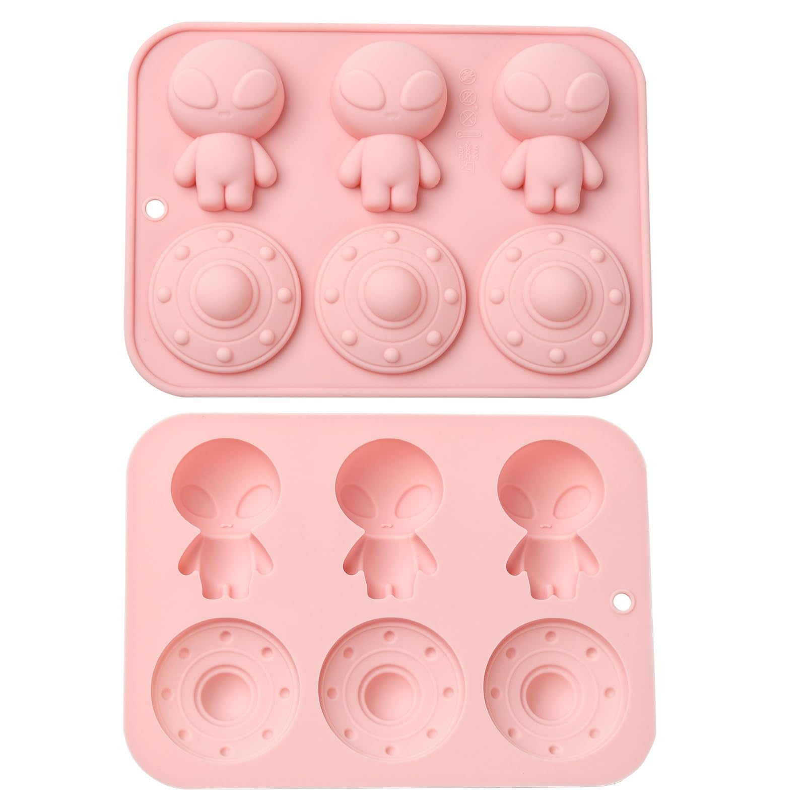 UR URLIFEHALL 2 Pcs Universe Themed Silicone Moulds Alien Space Ship Shaped Chocolate Moulds for Baking Bread Cake Candy Pudding Butter Making โ image 1