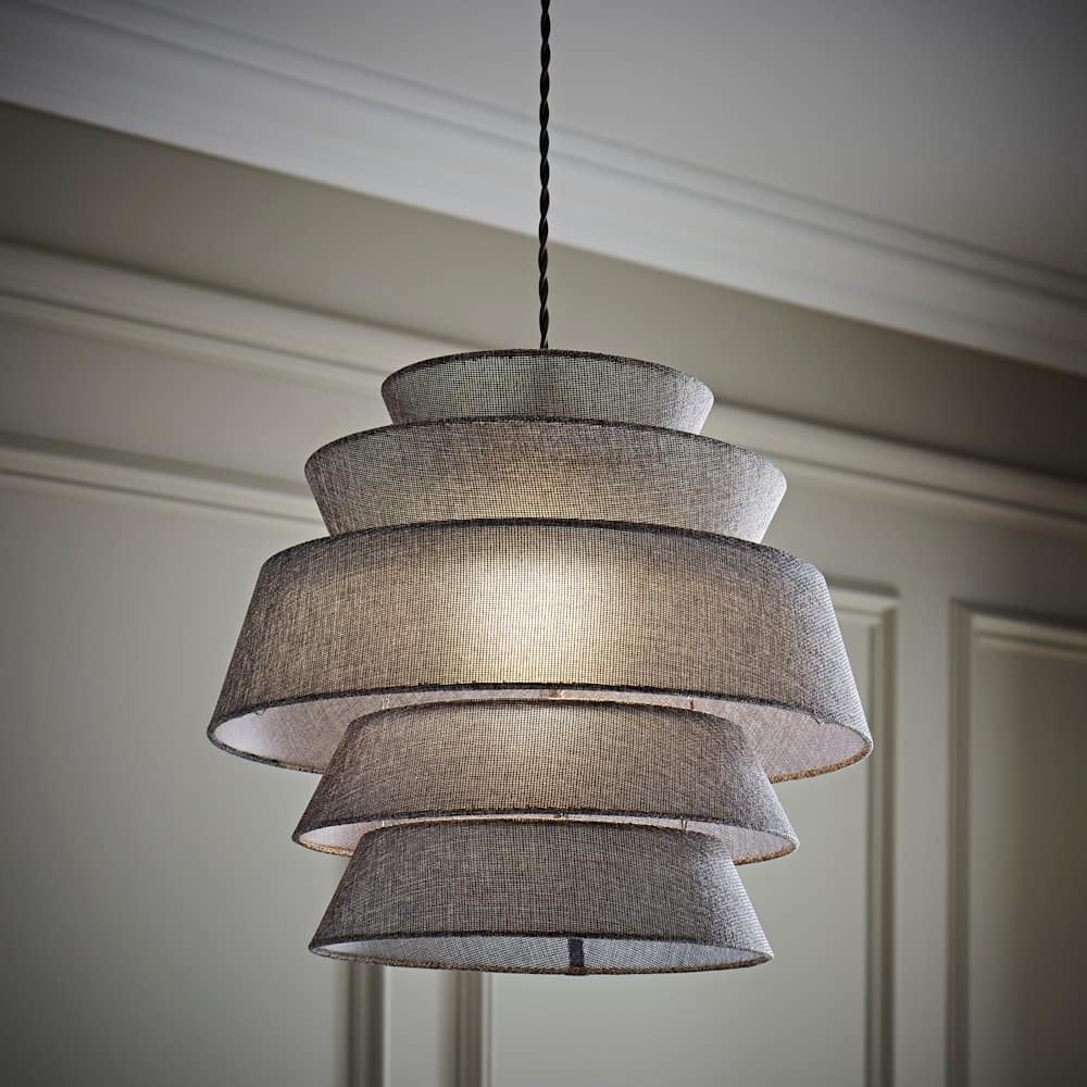 ValueLights | Valerie 5 Tier Grey Linen Ceiling Lamp Shade and Bulb | Ceiling Lights, Home Décor & Improvement Essential