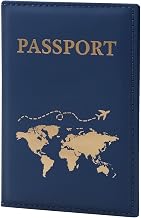 Unisex PU Leather Passport Case Waterproof Passport Holder Travel Accessories (Navy)