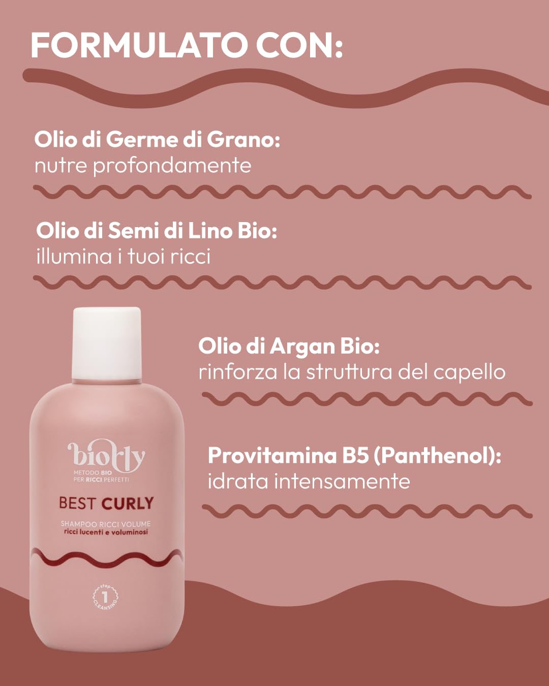 METODO CURLY BIO KIT VOLUME; per capelli ricci e mossi, include shampoo Best Curly, maschera Curly no limits, mousse Wonder curly, CERTICATA BIO - 250 ml