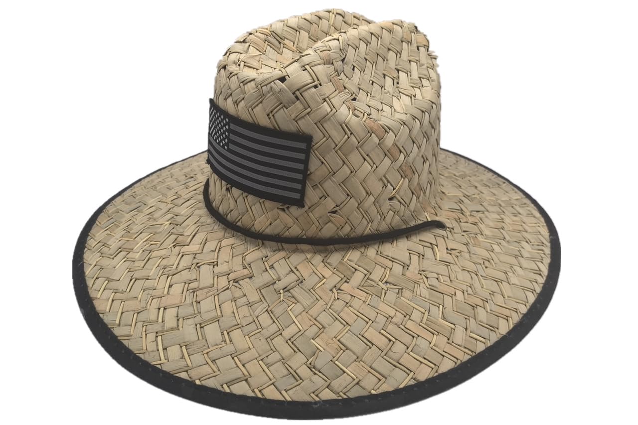 TUREVIEW Men's and Wowen's Lifeguard Straw Hat Wide Brim Beach Hat Sun Protection Outdoor Hat for Fishing Hiking (Black Camouflage)