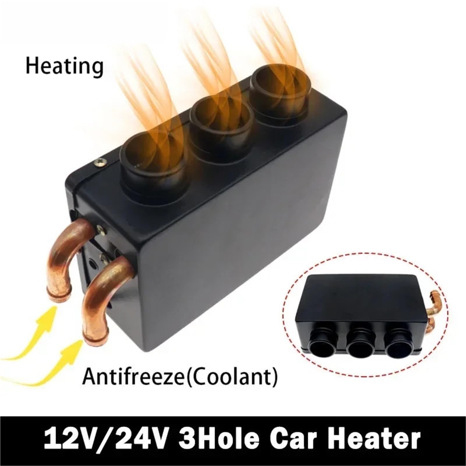 12/24 V 2 KW Przenośny Podgrzewacz Powietrza Do Samochodów Z Silnikiem Diesla, Ogrzewanie, Chłodzenie, Odmrażanie, Odmgławiacz, 3 Wyjścia Do Przyczepy(24V Black)