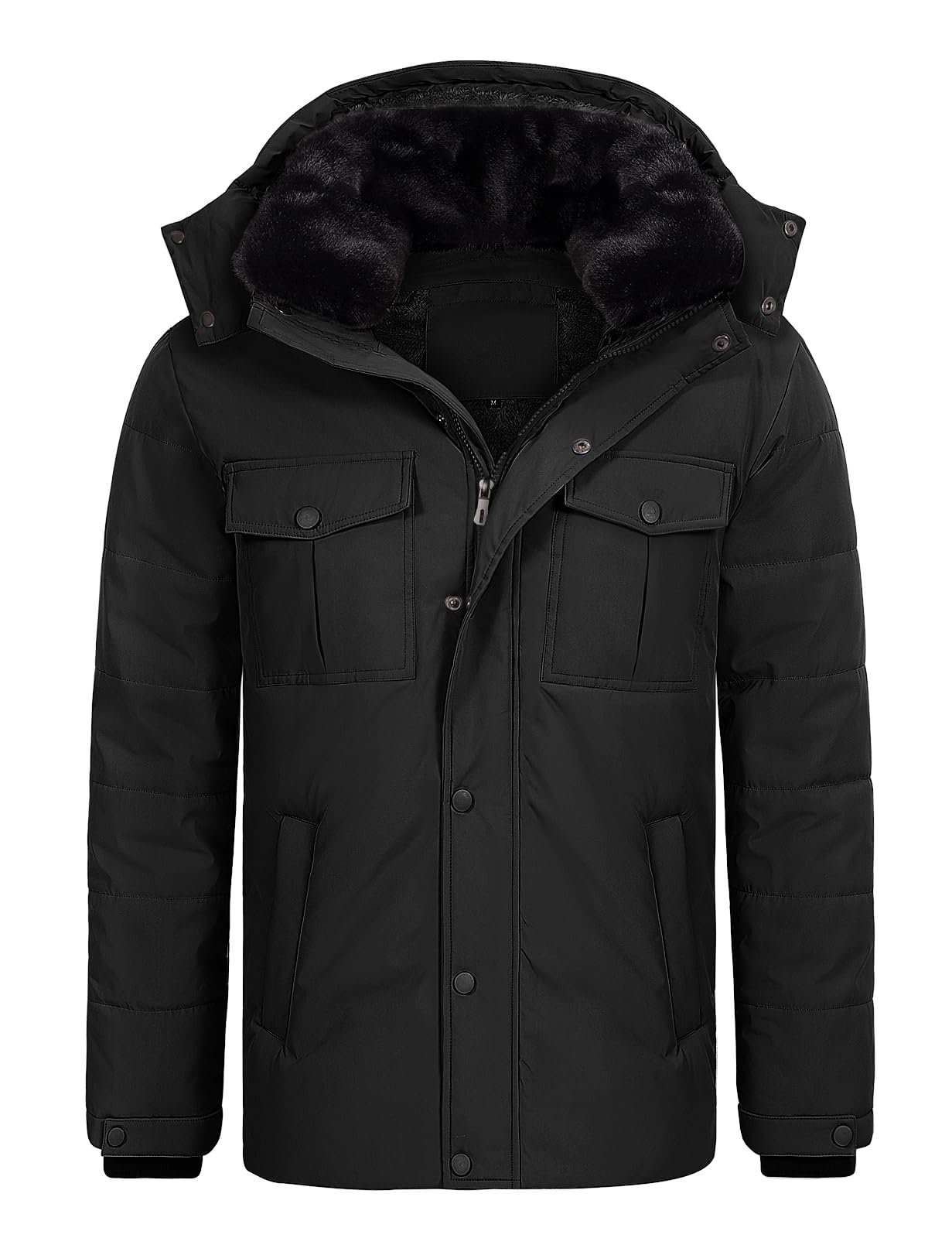 Tuopuda Abrigo Parka Térmico Hombre con Capucha Desmontable Chaqueta de Invierno para Hombre Parka Cortaviento con Cremallera