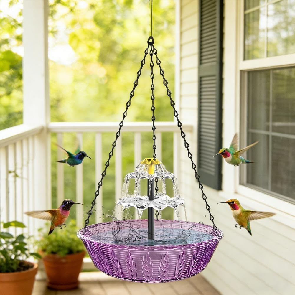 Solar Cascade Hängende Vogeltränke Brunnen Dekorative hängende Vogeltränke mit Wasser Dekorative Gartenpumpe Wetterfest Pat Yard