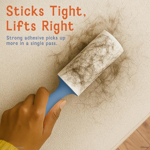 Image of Disney Stitch Lint Roller for Pet Hair, 3-Pack, 60ct /Roll, Extra Sticky | Perfect for quick cleanups at home, in the car, or on the go, tear-and-toss adhesive works on clothing, upholstery, bedding