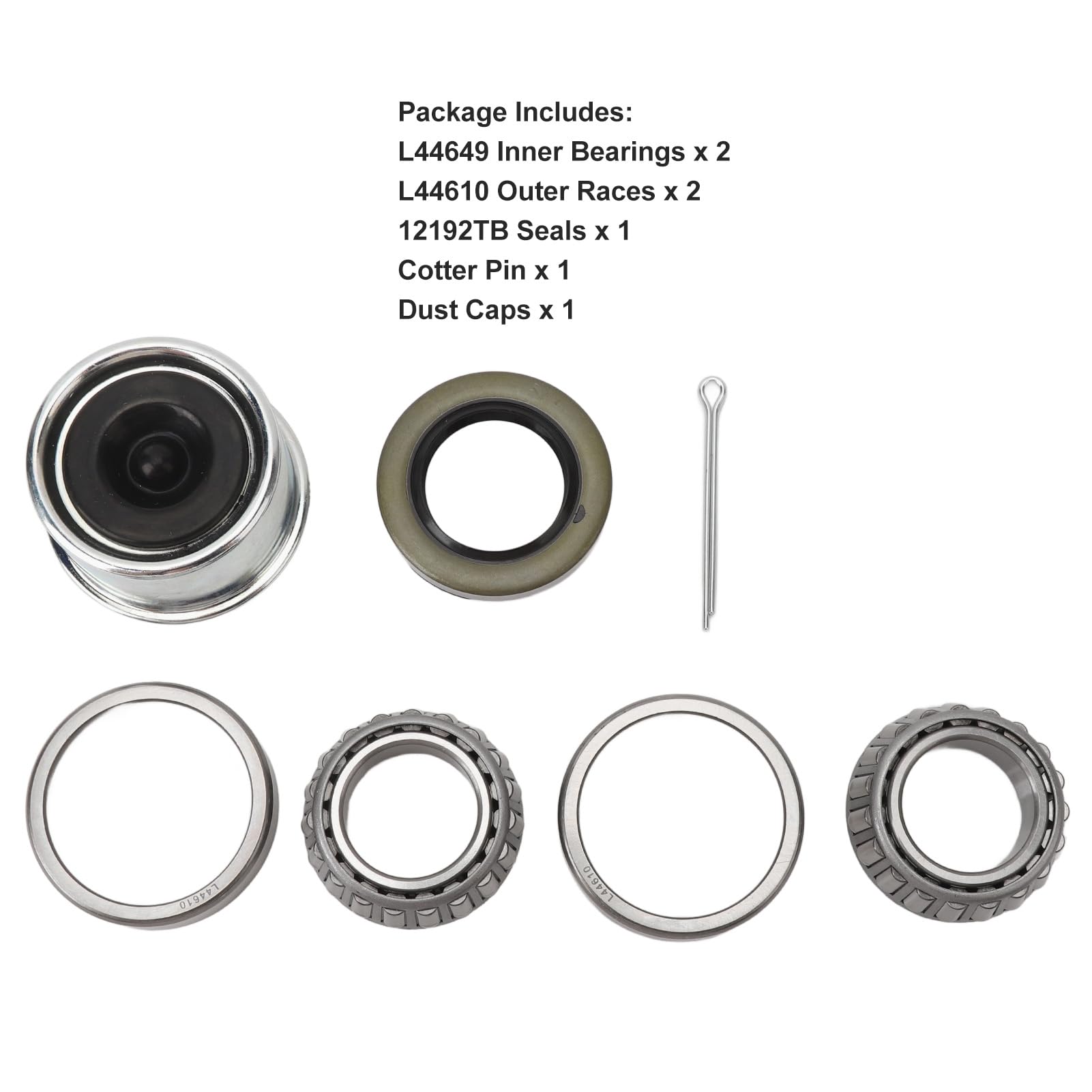 Trailer Wheel Hub Bearings Kit,with Dust Cover and Cotter Pin,for 1 to 1/16in Axles Trailer Wheel Hub Bearings,Ideal for Boat Trailer Maintenance