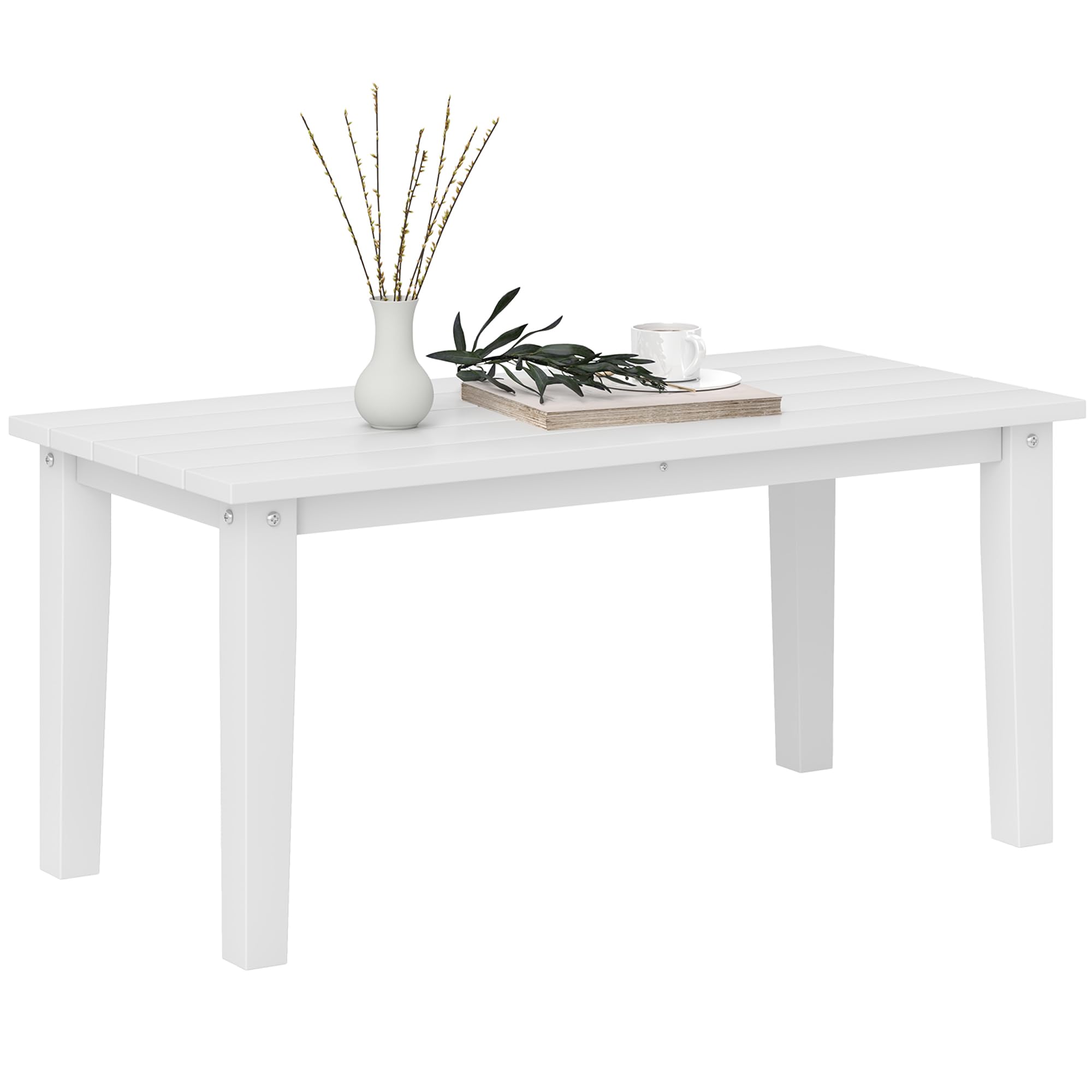 Outsunny Gartentisch Couchtisch HDPE Allwetter 91x44x42 cm weiß