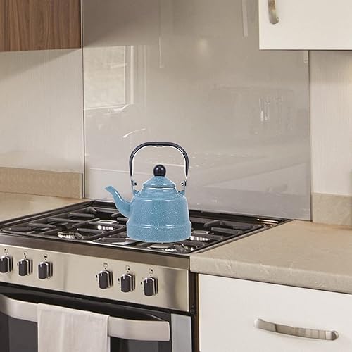 Miniatura 2 de Angoily Tetera esmaltada, tetera esmaltada de porcelana grande, tetera de agua caliente, tetera para estufa, diseño clásico retro pequeño, 1.1