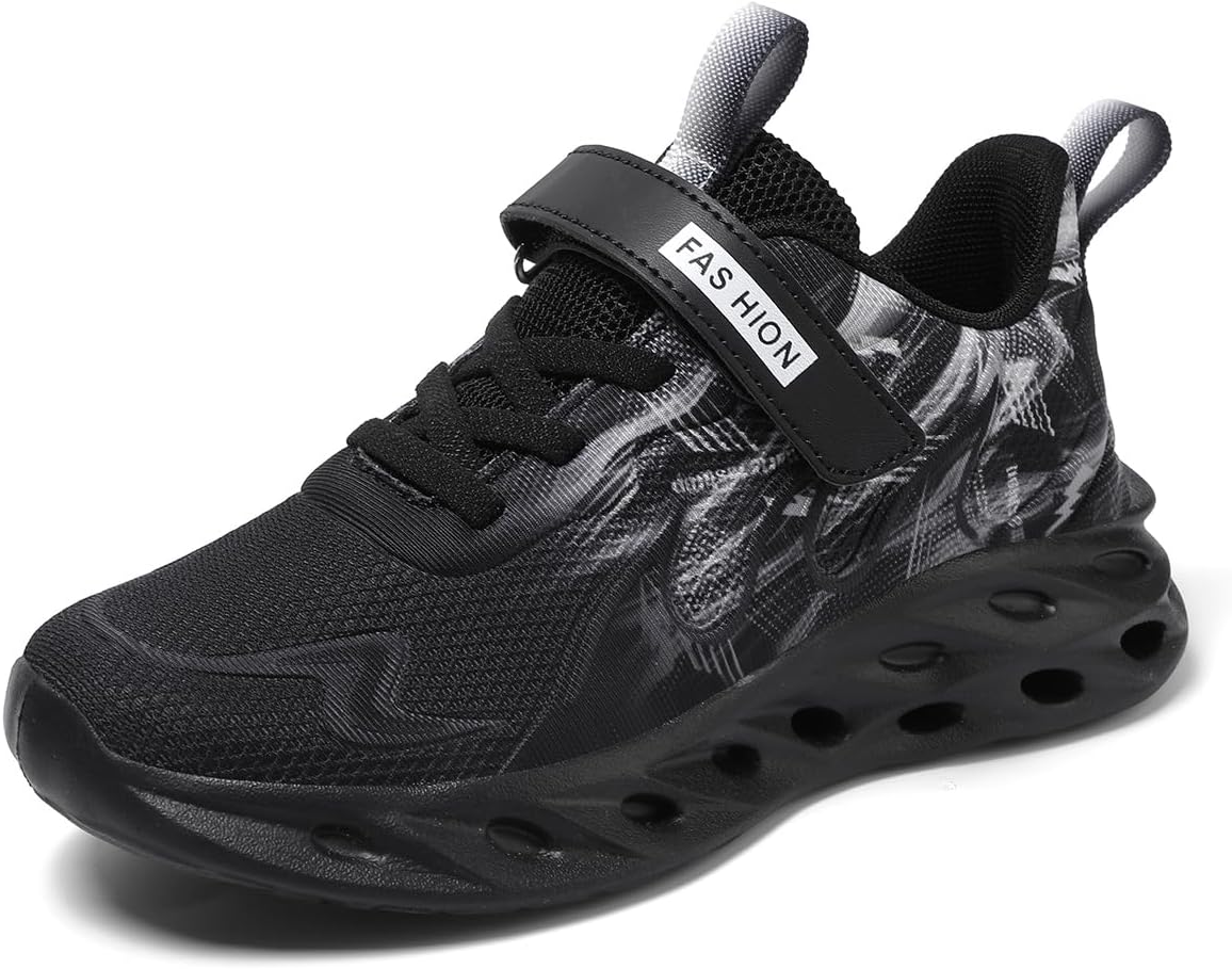 GLMYML Kids Sneakers Breathable Mesh Hook and Loop Boys Girls Athletic Shoes Non-Slip Lightweight Running Shoes for Toddler Little Kid Big Kid