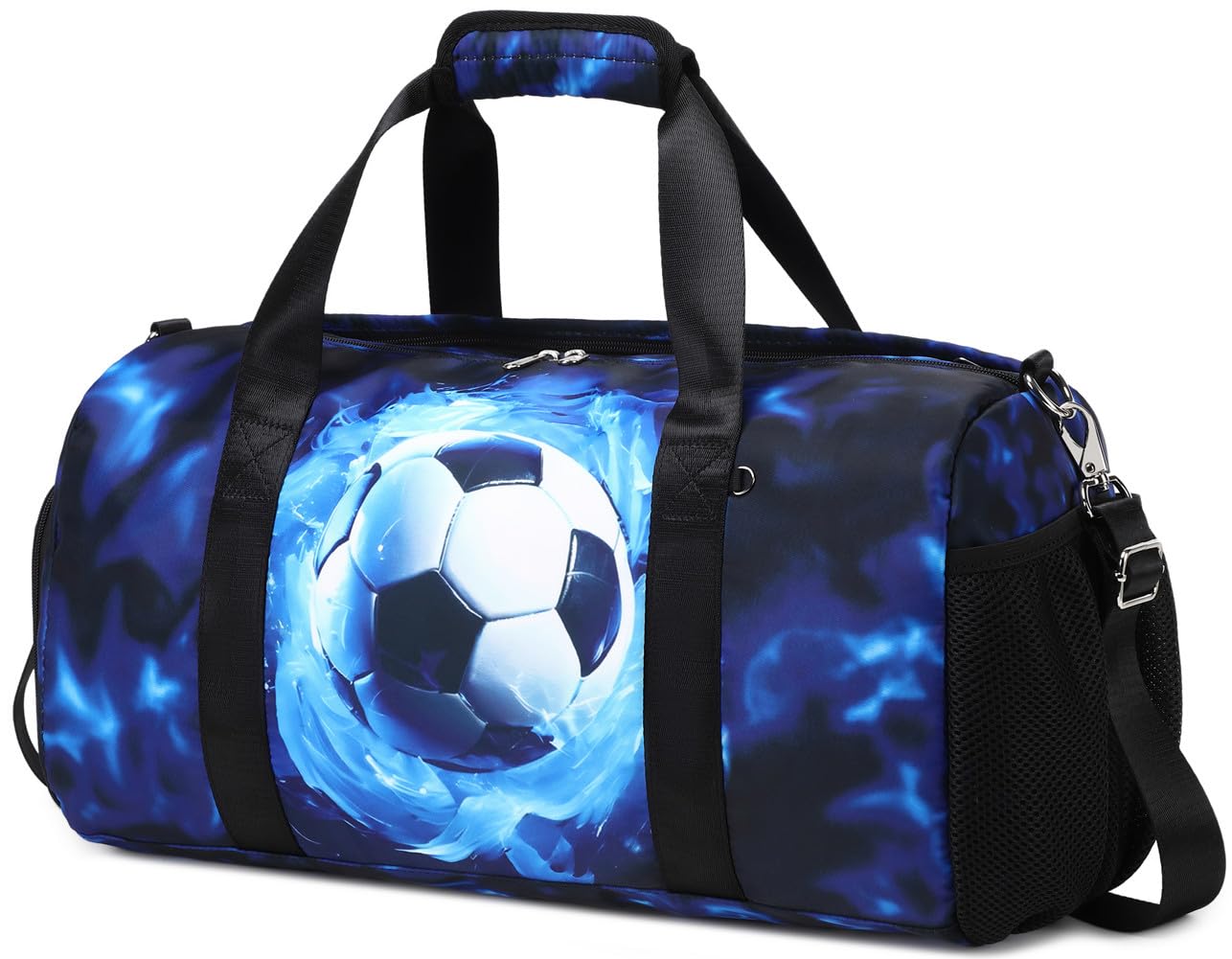 Kids Bags for Sports Gym Bag Boys Football Weekender Bags Swimming Bag with Wet Pocket & Shoe Compartment