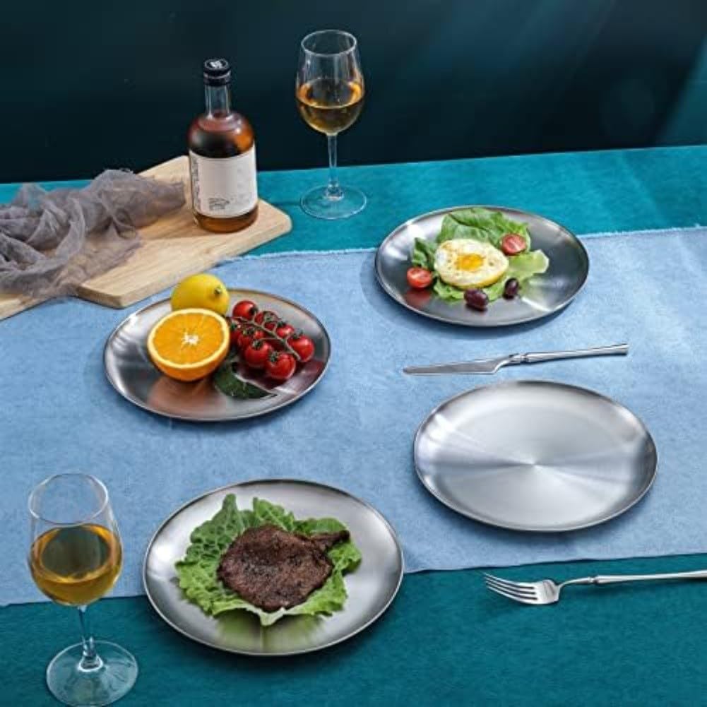 Per set di piatti in acciaio inox da 25,4 cm, leggero, lavastoviglie (4)