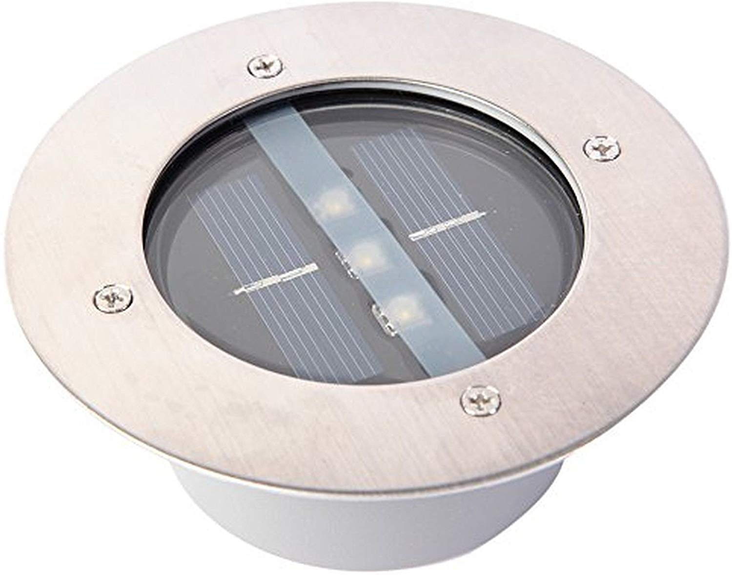 Yosoo Weatherproof Stainless Steel Outdoor Solar Power LED In Ground Bulbs Light Lamp Decking Buried Lamp Brick Lights Path Way Garden Under Ground Deck Yard Patio Landscape Decoration Step Solar Lights (2 Pcs, Warm White)