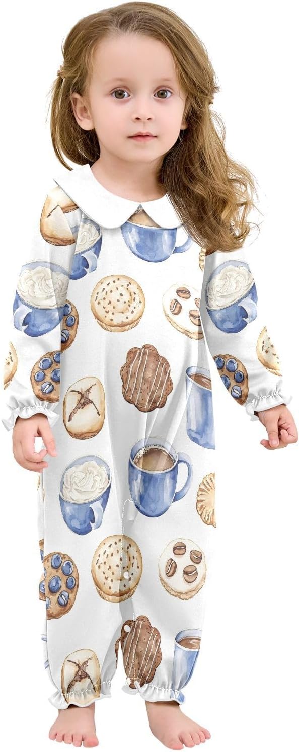 vvfelixl Baby Sleepers Afternoon Tea Long Sleeve Onesie Girl Baby Clothes for Girl Play One-piece for 0-3 months