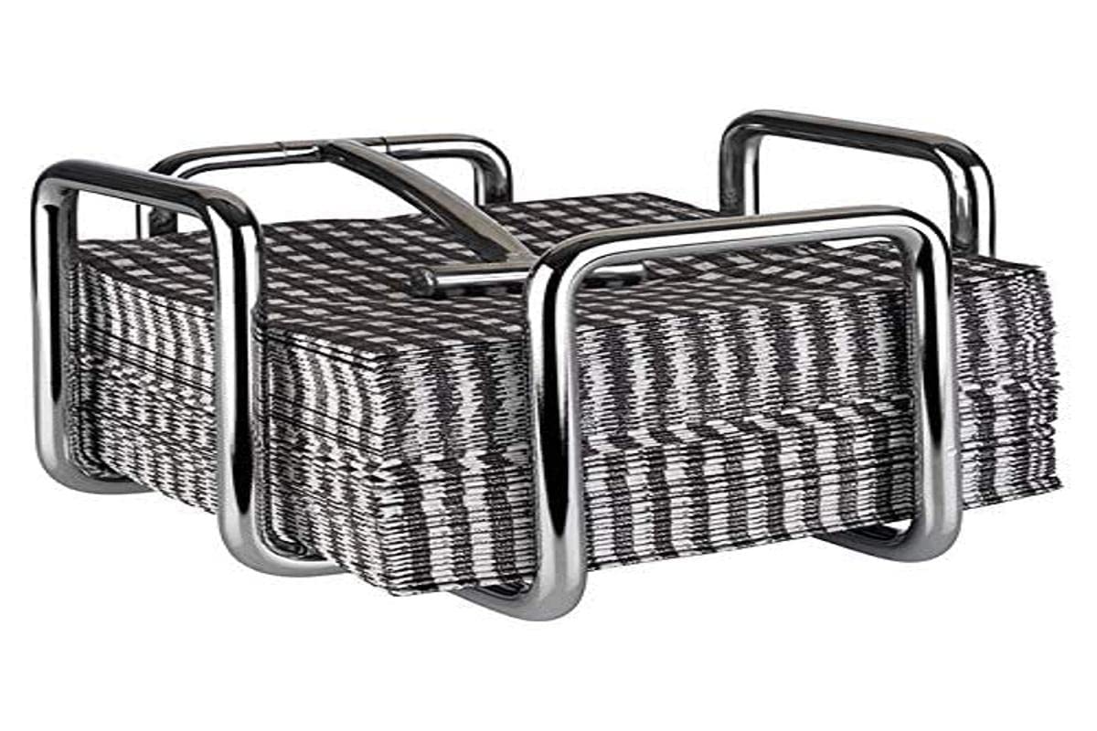 APS Napkin Holder "Hero", Stainless Steel Napkin Holder for Approx. 65 Cocktail Napkins, Including Weights, 14.5 x 14.5 cm, 10 cm high