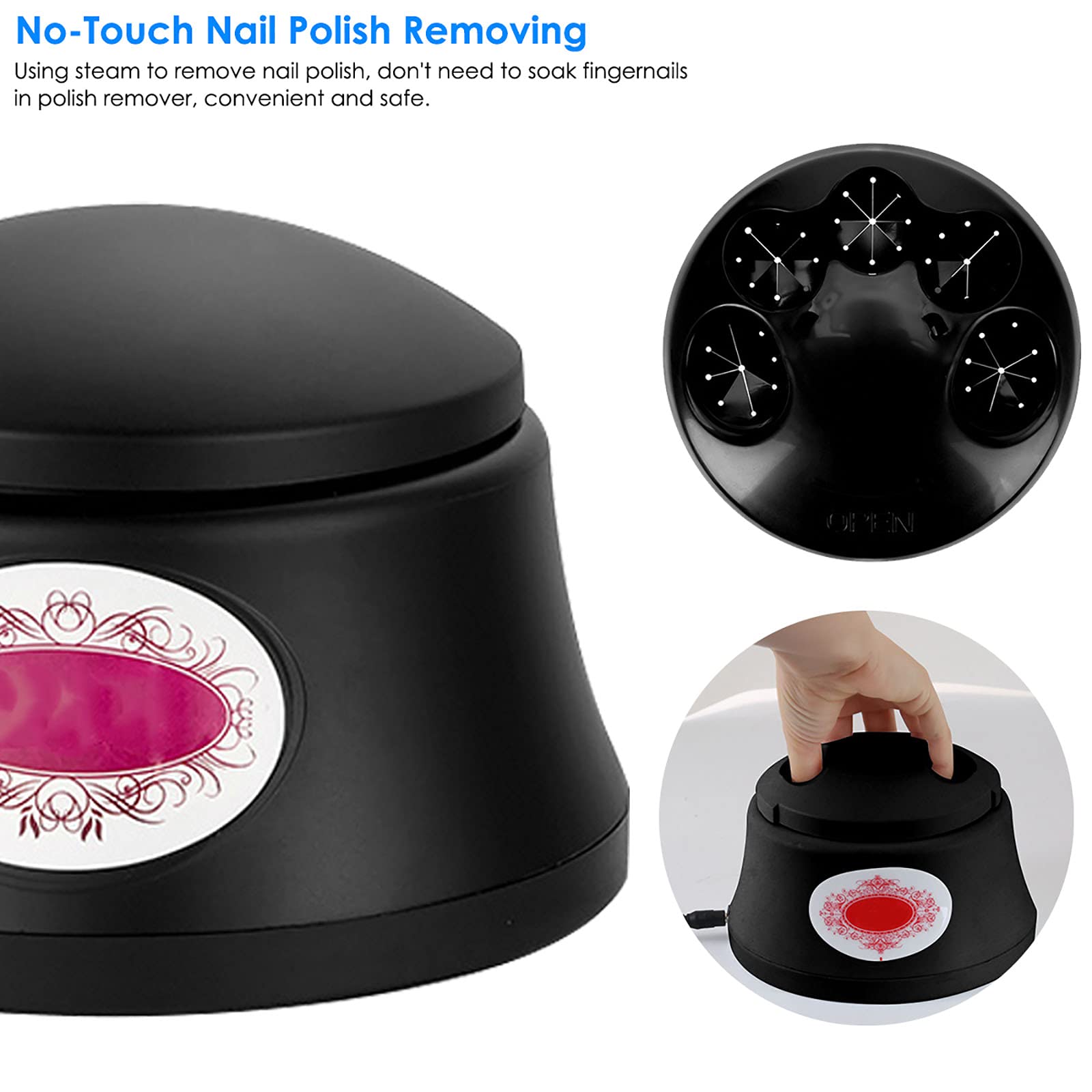 Máquina Removedora de Vapor de Esmalte de Uñas Eliminador de Esmalte de Vapor Eléctrico Vaporizador de Uñas Nail Art Salon Tool Steam Armor Remover