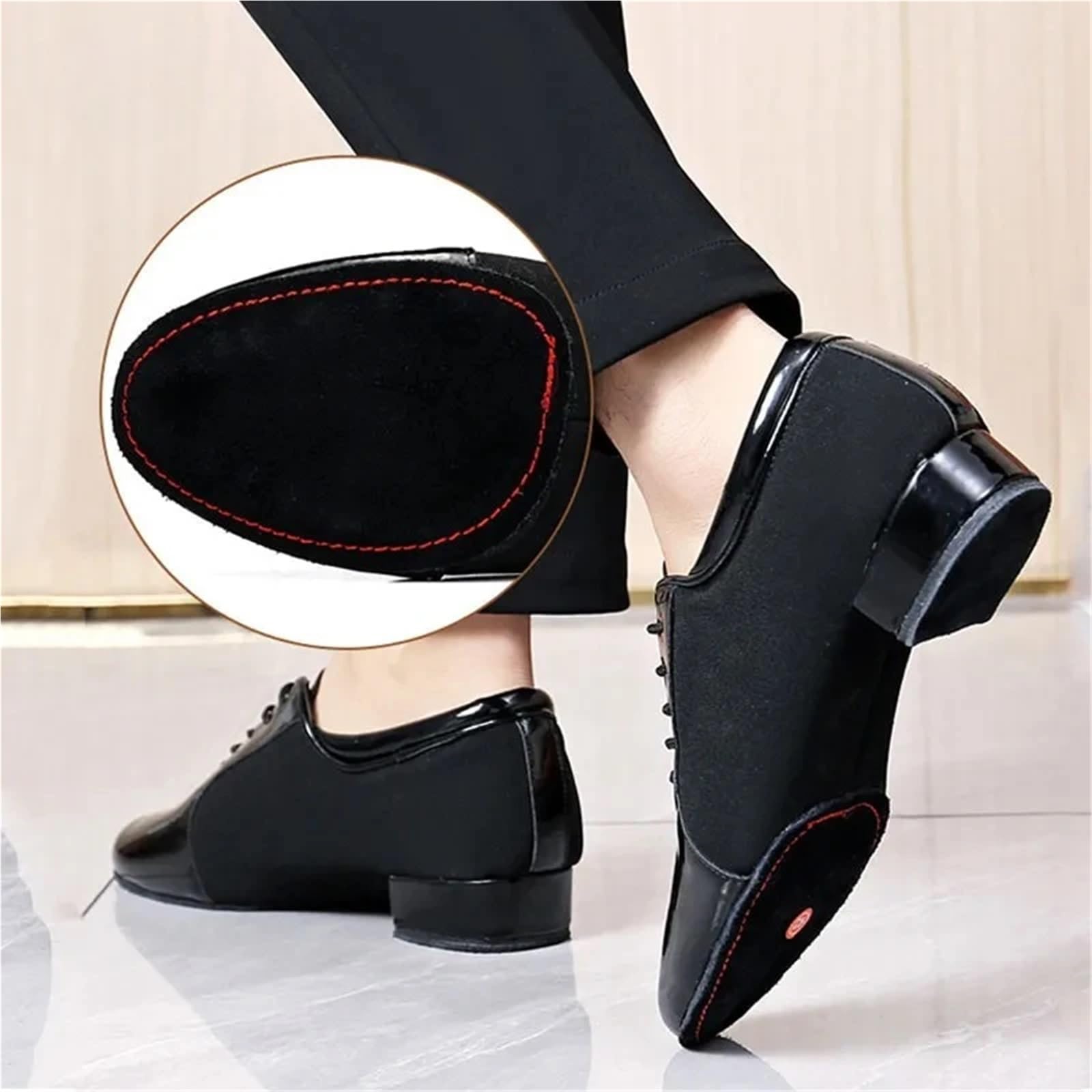 Scarpe da ballo uomo traspiranti tacco basso suola morbida per tango salsa latino-americani
