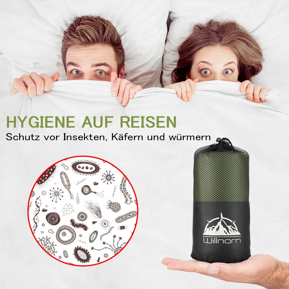 Sacco Lenzuolo per Sacco a Pelo Sacco Lenzuolo da Viaggio Ultraleggero Morbido e Leggero, 220x95cm - Facile da Trasportare e Pulire, Ideale per Campeggio, Ostelli, Hotel e Viaggi Estivi