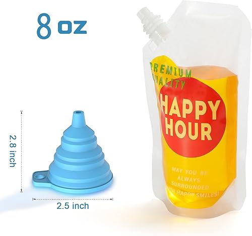 Miniatura 21 de Bolsas de plástico ocultables y reutilizables con embudo (8OZ-3PCS+16OZ-3PCS)