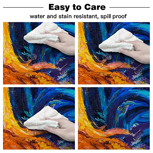 Warm Tour Farm Chicken Sunflower Summer Kitchen Table Cloth Waterproof Round Tablecloths,Watercolor Floral Blue Retro Wooden Spillproof Tablecover For Dining Room/Outdoor Parties/Bbq/Banquet #TOP5