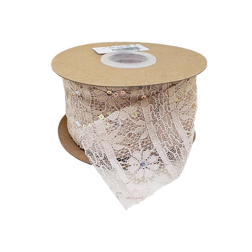 MSTZA 5/10/20 Yards 7 cm dekoratives Spitzenband, Besticktes Bastelband mit Blumenmuster und Wellenkante für Hochzeit, Geschenkverpackung