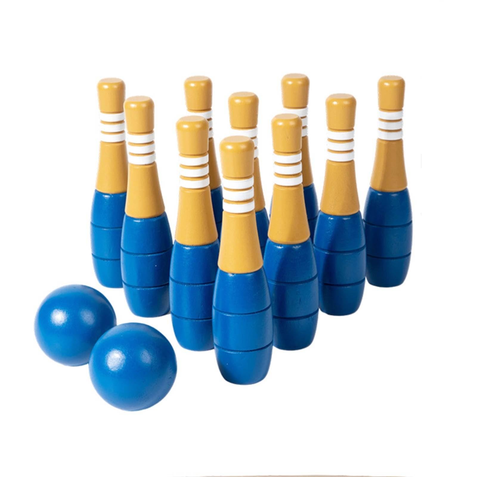 F Fityle Juego de para Niños Set Infantil de Boliche Madera Maciza Pinos y Bola Diseño Tradicional Apariencia Atractiva Favorece la Motricidad y la