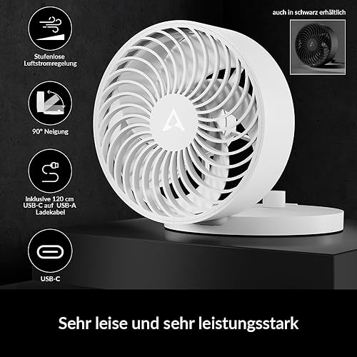 Miniatura 2 de ARCTIC Summair Plus - Ventilador portátil con batería recargable integrada, conexión USB-C (incluido cable de carga USB-A), ventilador de escritorio